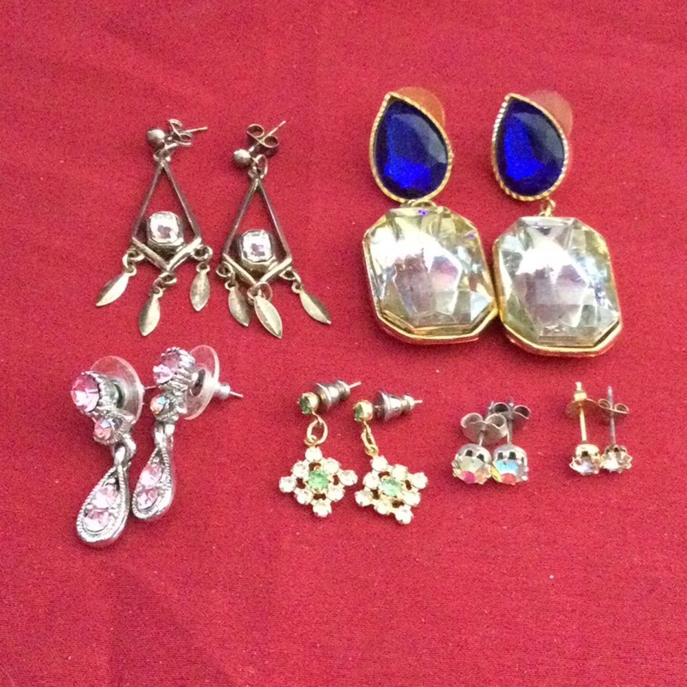 CLEARANCE Six Pairs of Stone Pierced Earrings